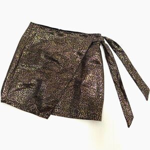 Express NWOT black w/ metallic gold purple abstract brocade mini skirt